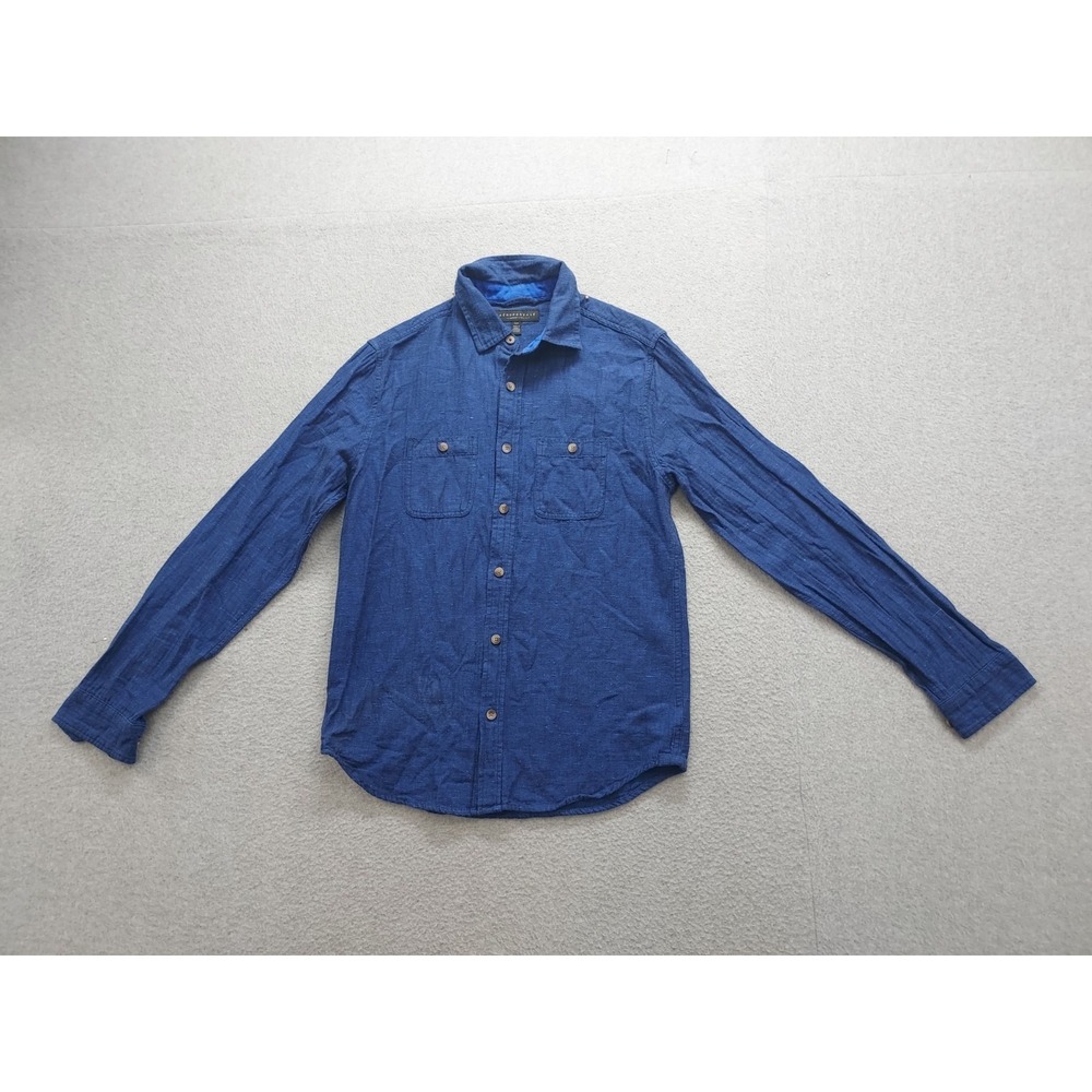Aeropostale Men Shirts S Blue Button Down Chest pockets Long Sleeve Logo Casual